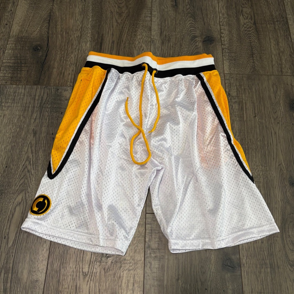 Civic Sports Co Mens Small Basketball Mesh‎ Shorts Pittsburgh White Yellow Black